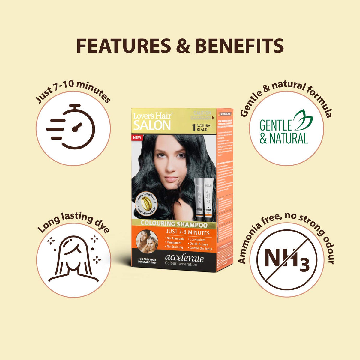 Lover's Hair Salon Colouring Shampoo - #1 Natural Black