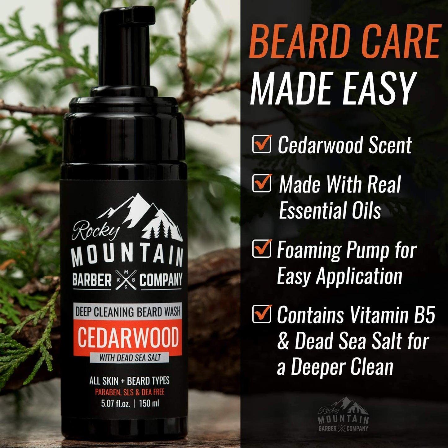 Rocky Mountain Barber Company Cedarwood Beard Wash Beauty & Personal Care Rocky Mountain Barber Company