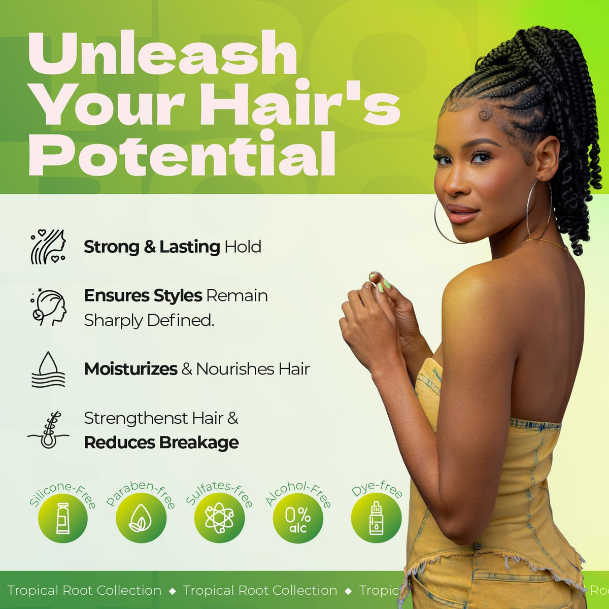 Bronner Bros Tropical Roots Firm Locking Gel - Loc & Twist Gel Ideal for Braids, Twists & Locs with Pineapple & Guava Extracts, Vitamins B5 & B12 Beauty & Personal Care Bronner Bros