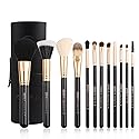 Z'OREYA Premium Travel makeup brush set 12 pieces essential Cosmetic tools Synthetic Hair Foundation Powder Eye Cosmetic brushes With Black Holder Beauty & Personal Care Z'OREYA