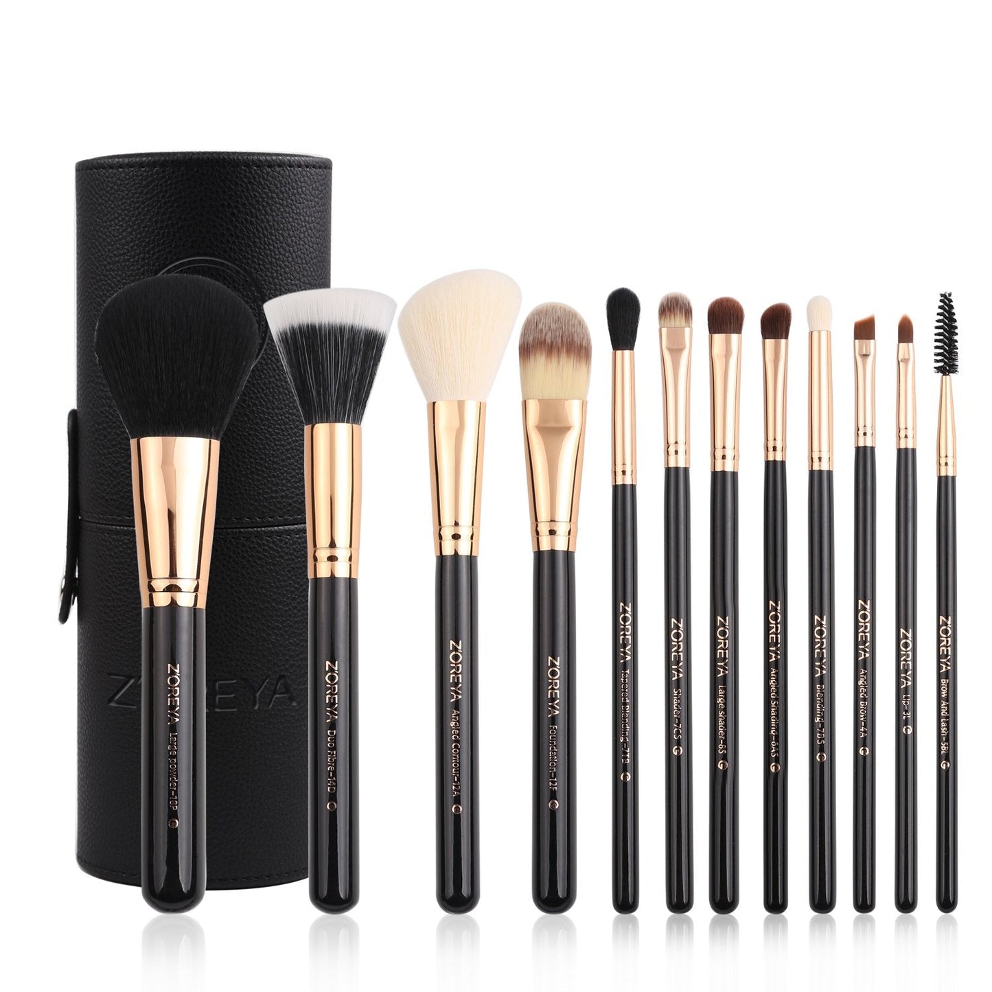 Z'OREYA Premium Travel makeup brush set 12 pieces essential Cosmetic tools Synthetic Hair Foundation Powder Eye Cosmetic brushes With Black Holder Beauty & Personal Care Z'OREYA