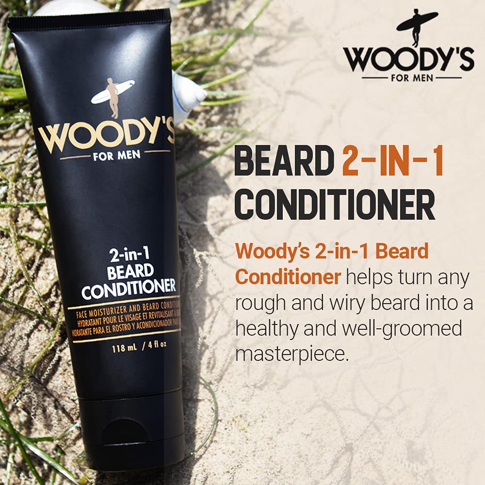 Woody's 2-in-1 Men Beard Conditioner, Beard Wash, Moisturize, Softens & Conditions Dry Flaky Beards, Enriched With Botanical Extracts and Essential Beauty & Personal Care Woody's