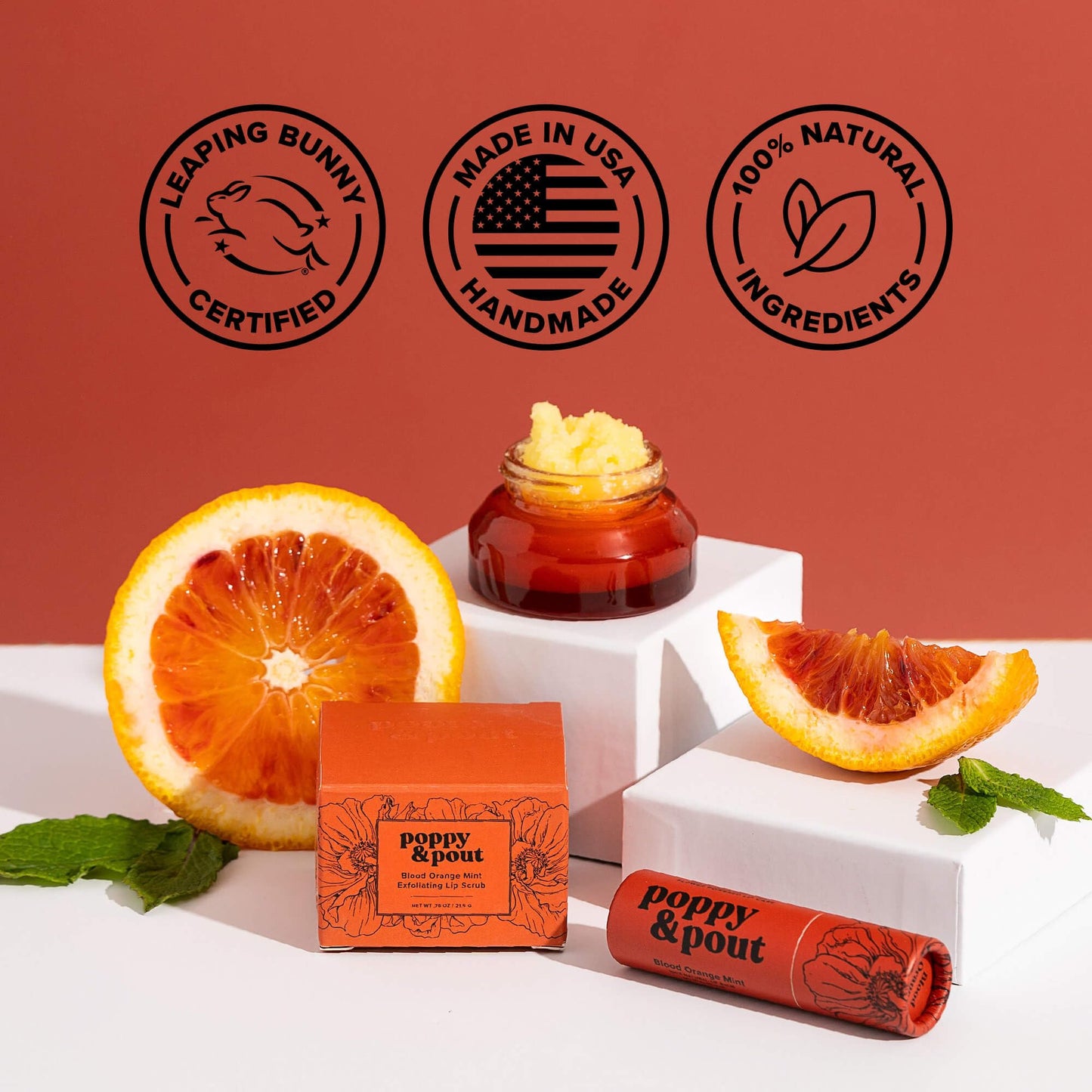 Poppy & Pout Blood Orange Mint Jumbo Lip Balm | All Natural Lip Balms & Moisturizers | Hydrates with Beeswax, Vitamin E, Organic Coconut Oil | Beauty & Personal Care Poppy & Pout