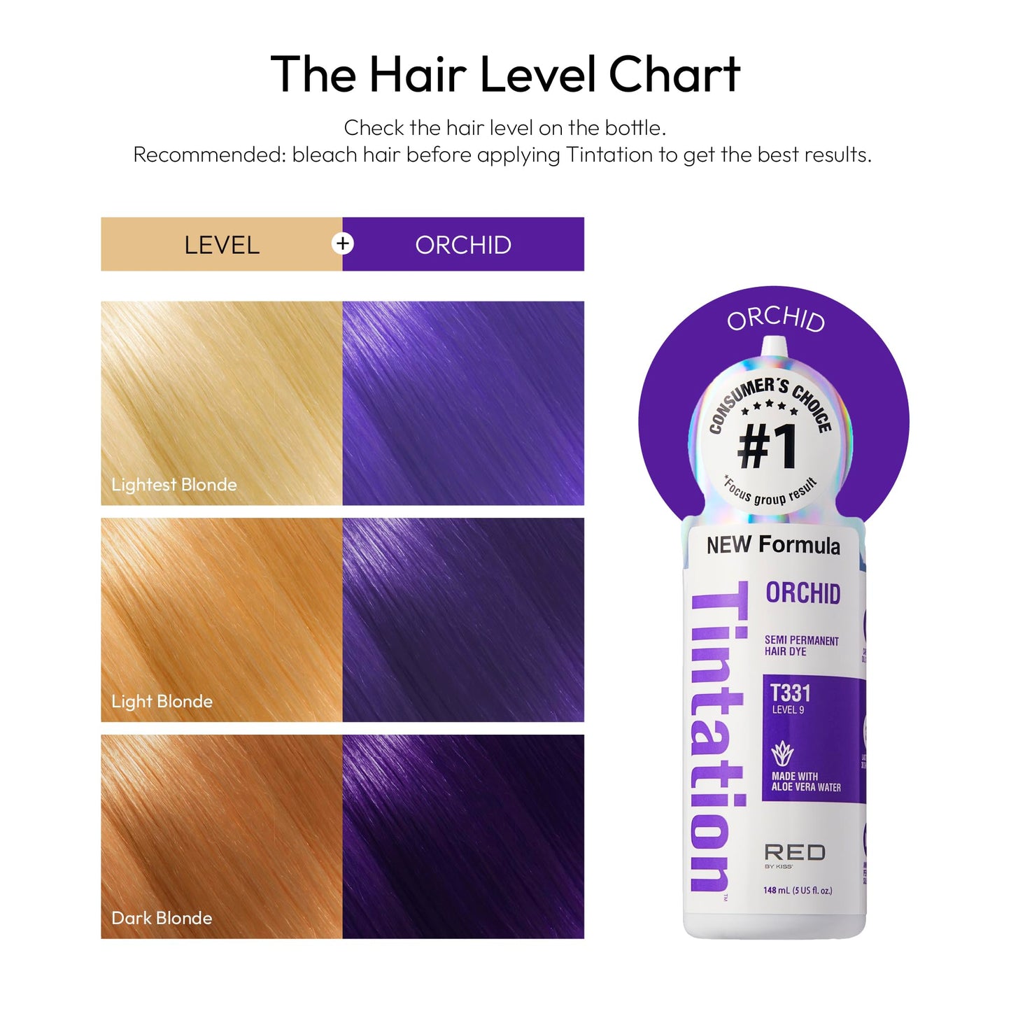 Red by Kiss Tintation Semi-Permanent Hair Color, Aloe Vera Water Based, Argan Oil, Olive Oil, Collagen & Keratin, Long-Lasting Color Dye (Orchid, 5 Fl Beauty & Personal Care Red By Kiss