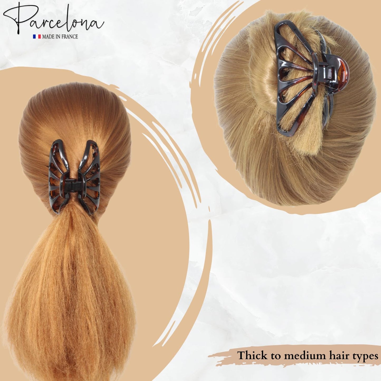 Parcelona French Large Raindrop 4" Celluloid No Slip Grip Durable Jaw Hair Claw Clip for Women and Girl, Made in France (Tortoise Shell) Beauty & Personal Care Parcelona