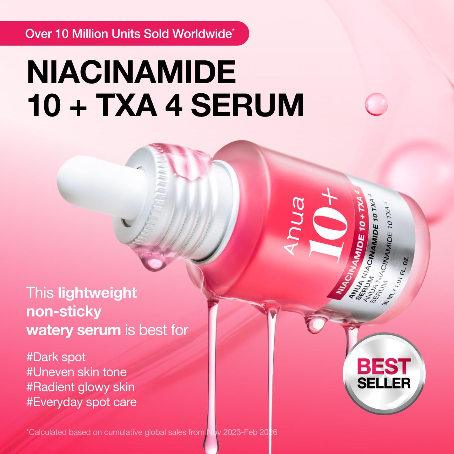 Anua Niacinamide 10 + TXA 4 Serum, Dark Spot Care, Hyaluronic Acid, Tranexamic Acid, Lightweight & Hydrating All-in-One Daily Facial Serum for Glass Beauty and Personal Care ANUA