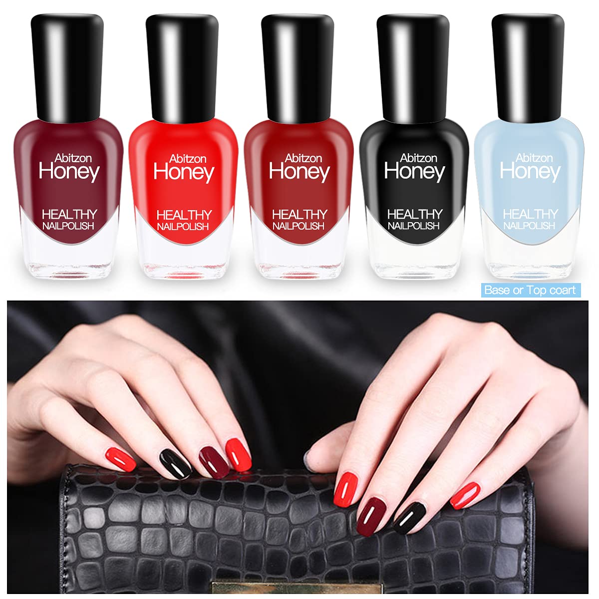 Abitzon New Nail Polish Set (10 Bottles) Non-Toxic Eco-Friendly Easy Peel Off and Quick Dry Water Based Nail Polish Beauty & Personal Care Abitzon