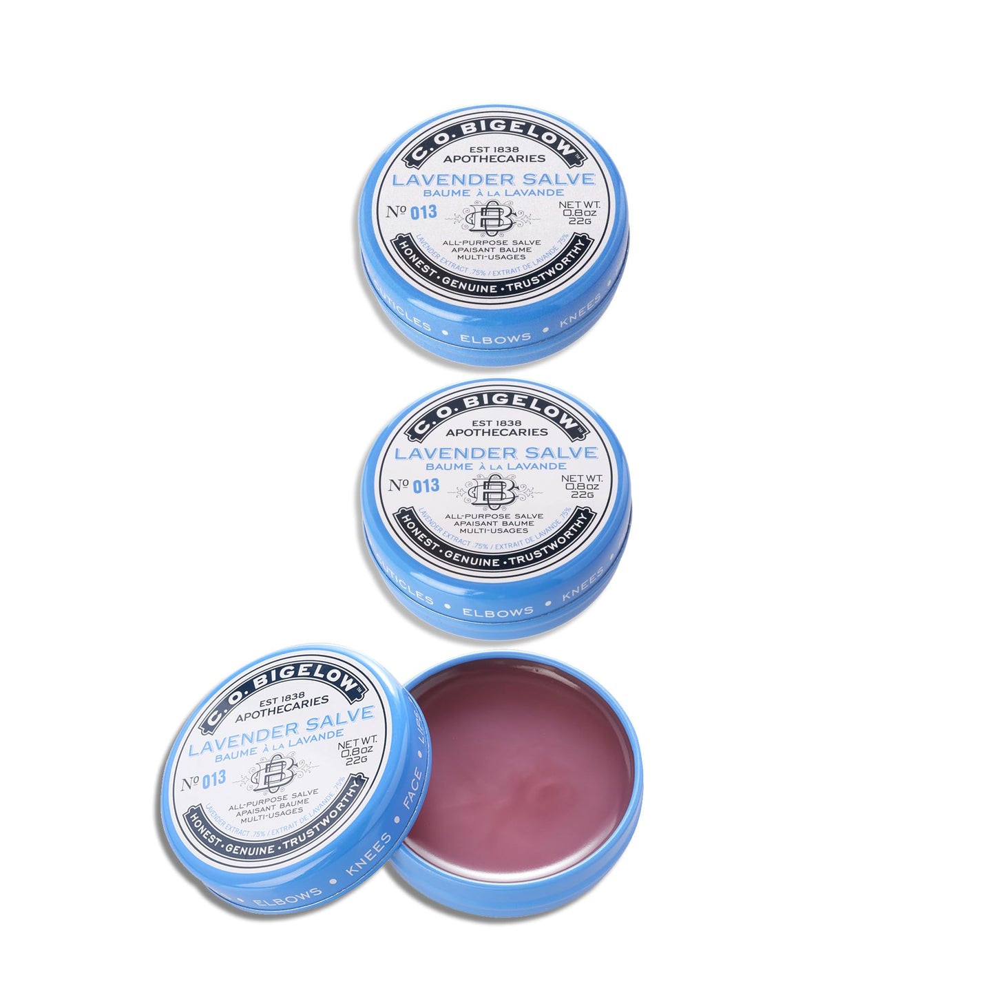 C.O. Bigelow Lavender Salve Tins, Pack of 3 Lip Balm Tins, All Purpose Salve for Lips, Cuticles, Hands & Dry Skin, Lip Balm Set, 0.8 oz Beauty and Personal Care C. O. Bigelow