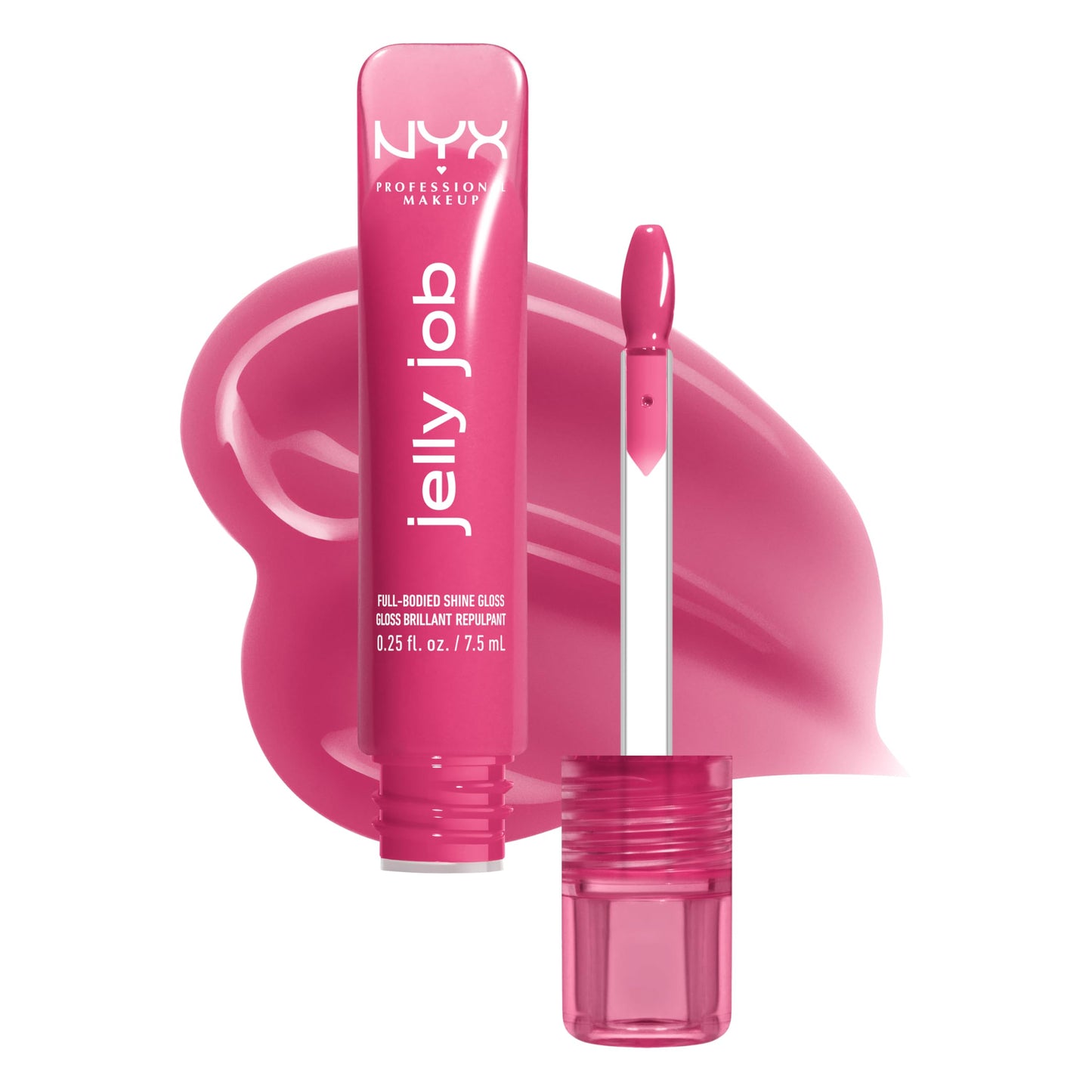 NYX PROFESSIONAL MAKEUP Jelly Job Lip Gloss, Lip Tint Gloss with Full-Bodied, Smoothing, and Hyper-Glossy Shine - Jelly Jammin' (Cool Pink) Beauty & Personal Care NYX PROFESSIONAL MAKEUP