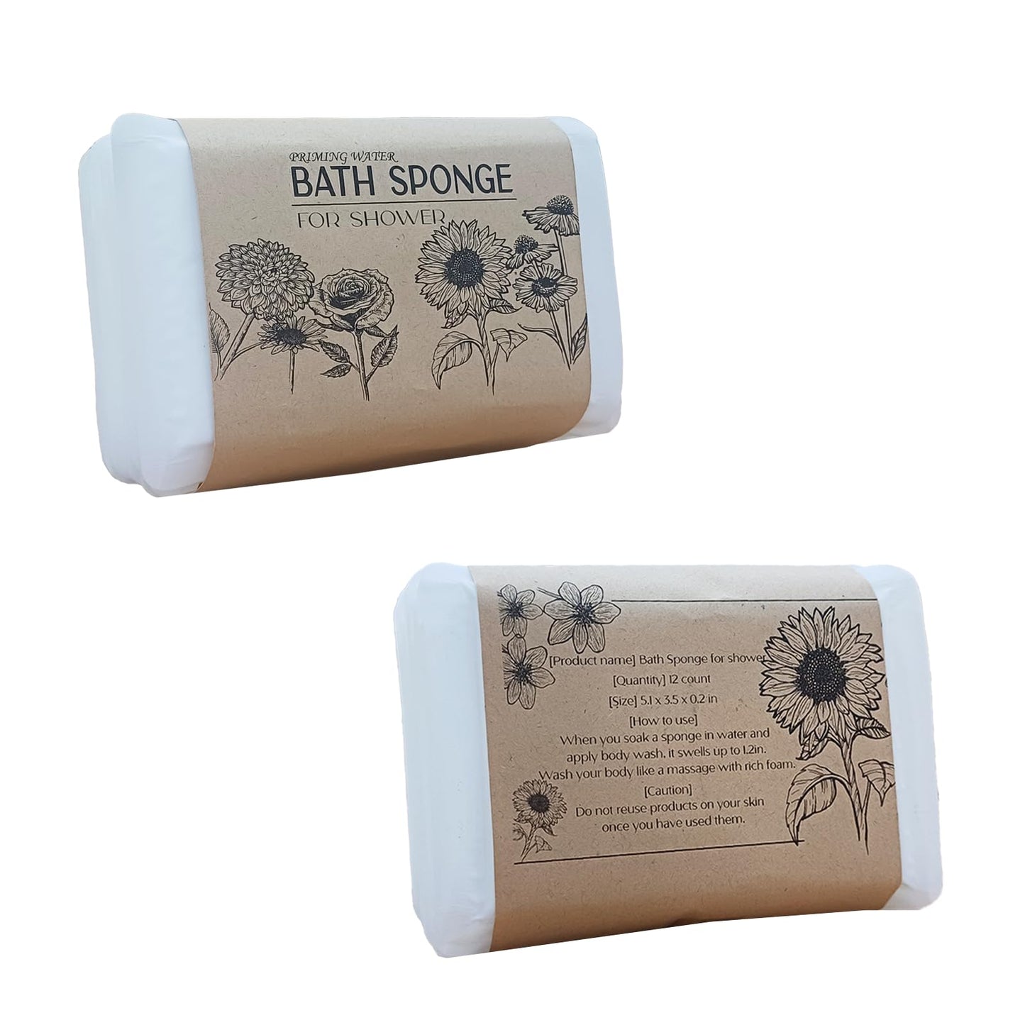 Travel-Friendly, Gentle, Soft-Textured Disposable Bath Sponges - 12 Pieces, Ideal for Travel and Home Use Beauty and Personal Care priming water