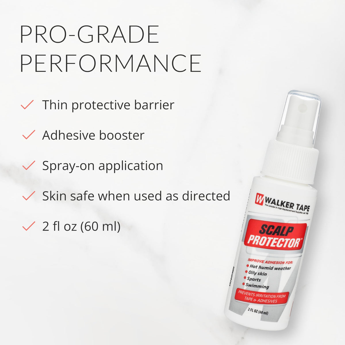 Walker Tape Scalp Protector Spray 2 fl oz, Skin Safe Barrier for Wig Tape, Toupees, and Tape in Hair Extensions Human Hair, Adhesive Booster for