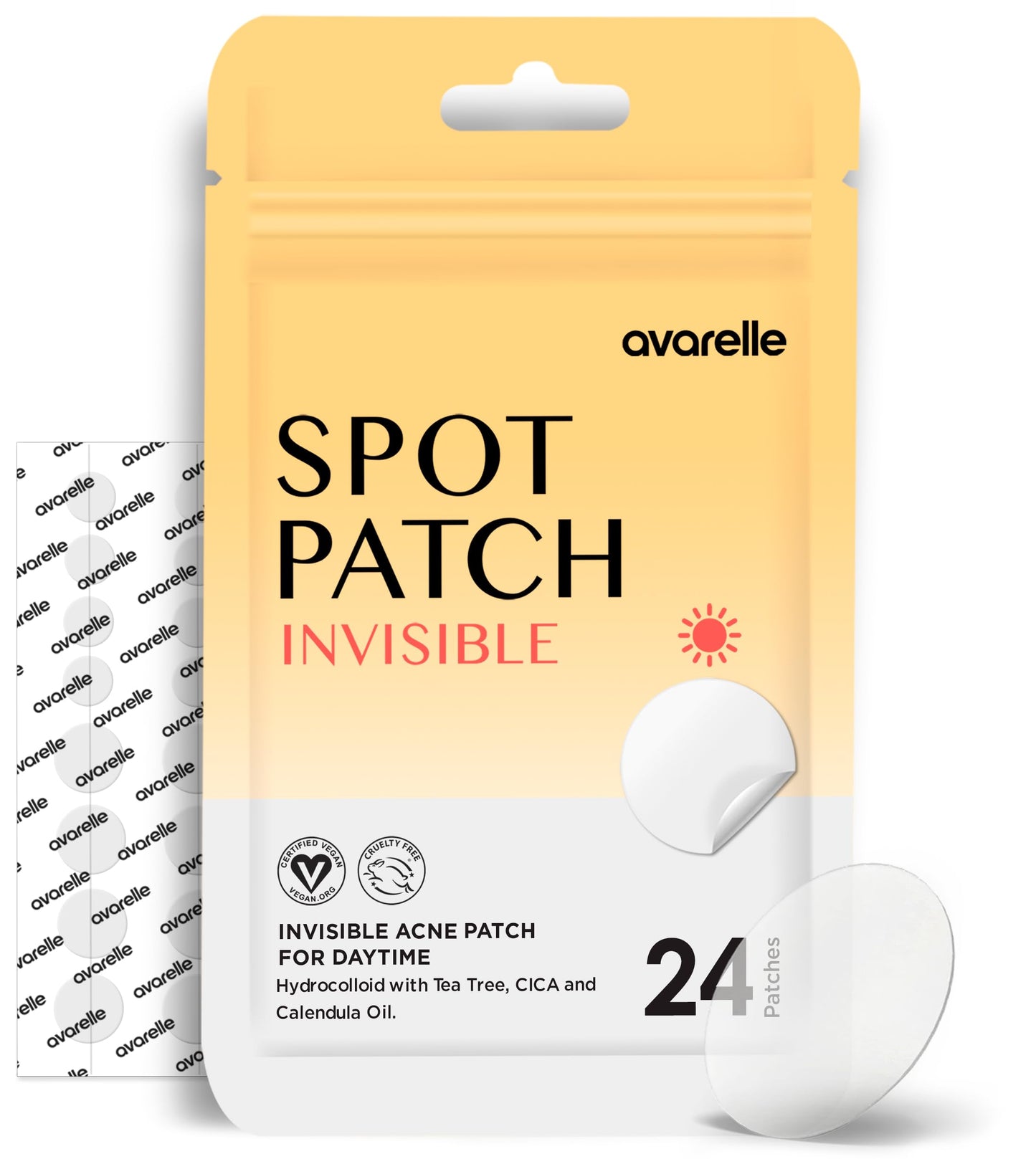 AVARELLE Invisible Acne Spot Patch (24 Count) Ultra Thin Hydrocolloid Spot Sticker for Day Time Acne l For Covering Zits & Blemish with Calendula Beauty & Personal Care AVARELLE