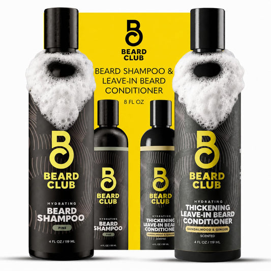 The Beard Club Beard Wash and Conditioner Set - Facial Hair Shampoo & Leave-In Conditioner for Men - Hydrating, Softener Mens Face Wash Grooming Care Beauty and Personal Care The Beard Club