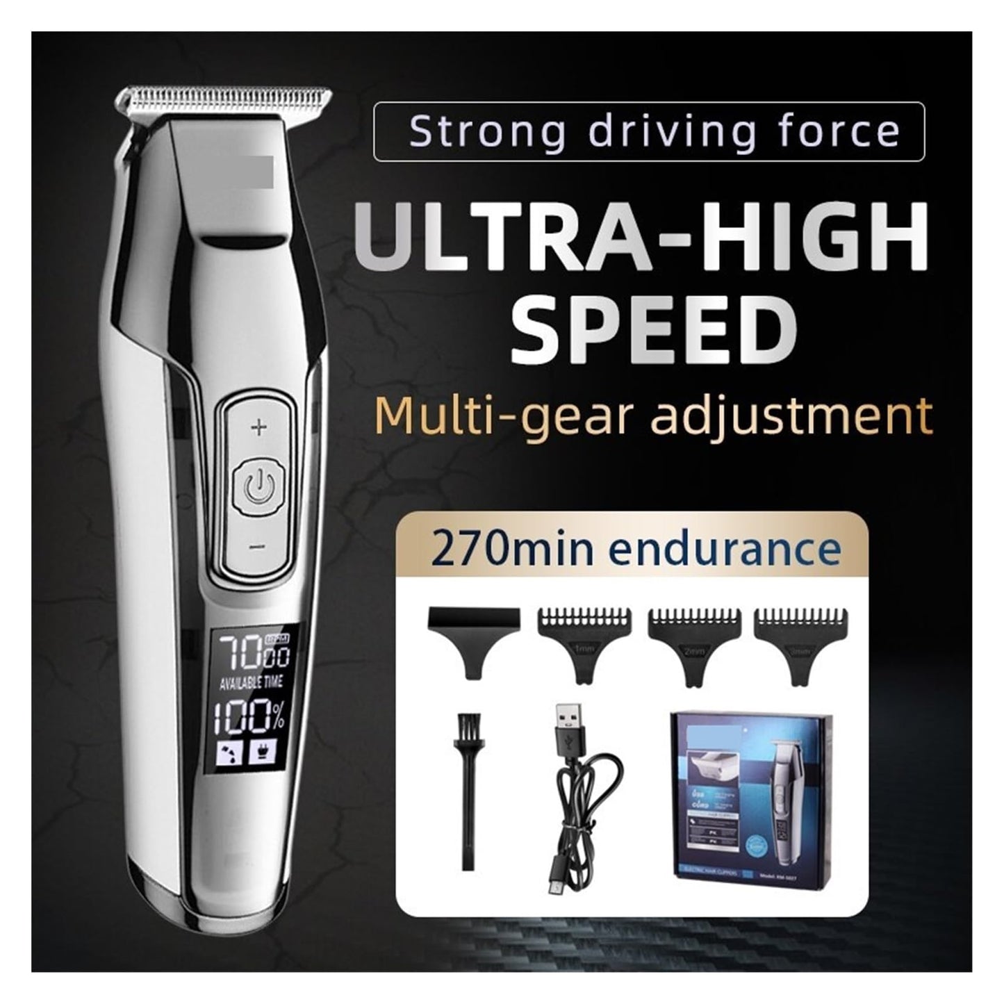 Razors Professional Hair Clipper Beard Trimmer for Men Adjustable Speed LED Digital Carving Clippers Electric Razor KM-5027 Beauty and Personal Care EWKYLSEM
