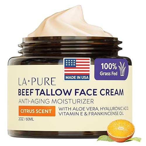LA PURE Beef Tallow for Skin, Grass-Fed Tallow Face Cream with Aloe Vera, Hyaluronic Acid, Frankincense & Vitamin E to Hydrate, Firm, and Smooth Skin Beauty & Personal Care LA PURE