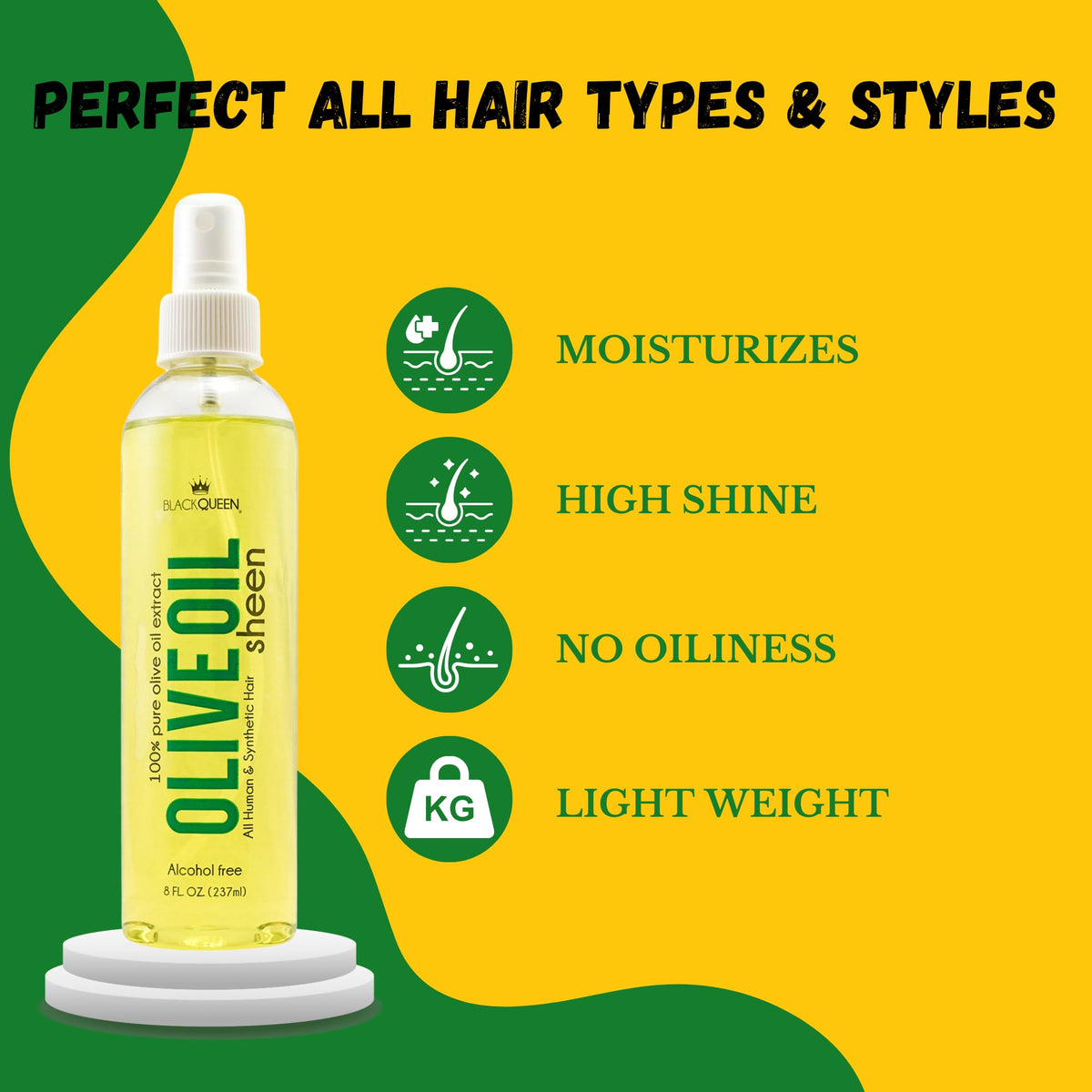 Black Queen® Olive Oil Moisturizing Spray for Locs, Braids, 4C Hair & Twists - Lightweight Hair Oil for Protective Styles - Shine, Frizz Control Beauty & Personal Care Black Queen