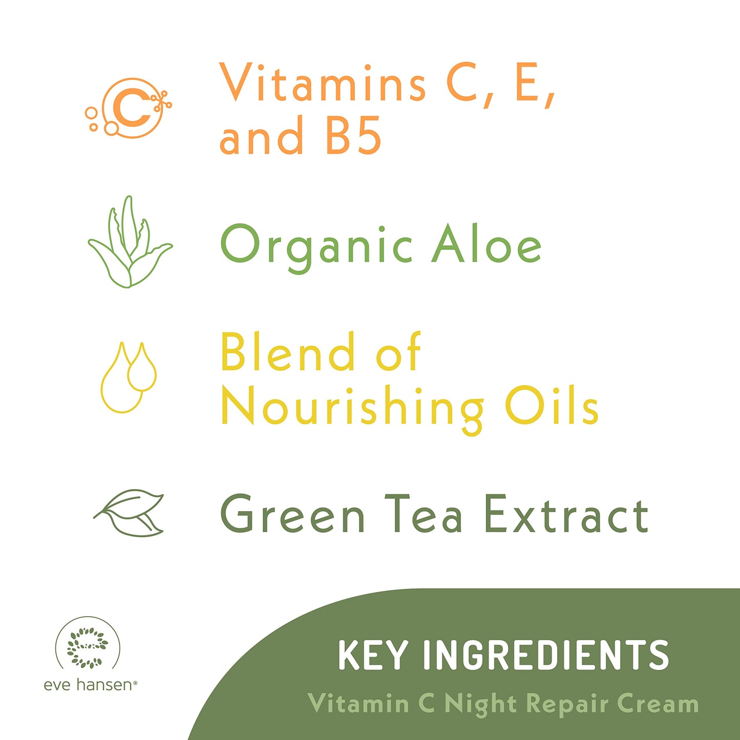Eve Hansen Vitamin C Night Cream for Face and Neck - Hydrating, Brightening, Anti-Aging Moisturizer for Mature, Dry Skin - Non-Greasy - 2 oz Beauty & Personal Care Eve Hansen