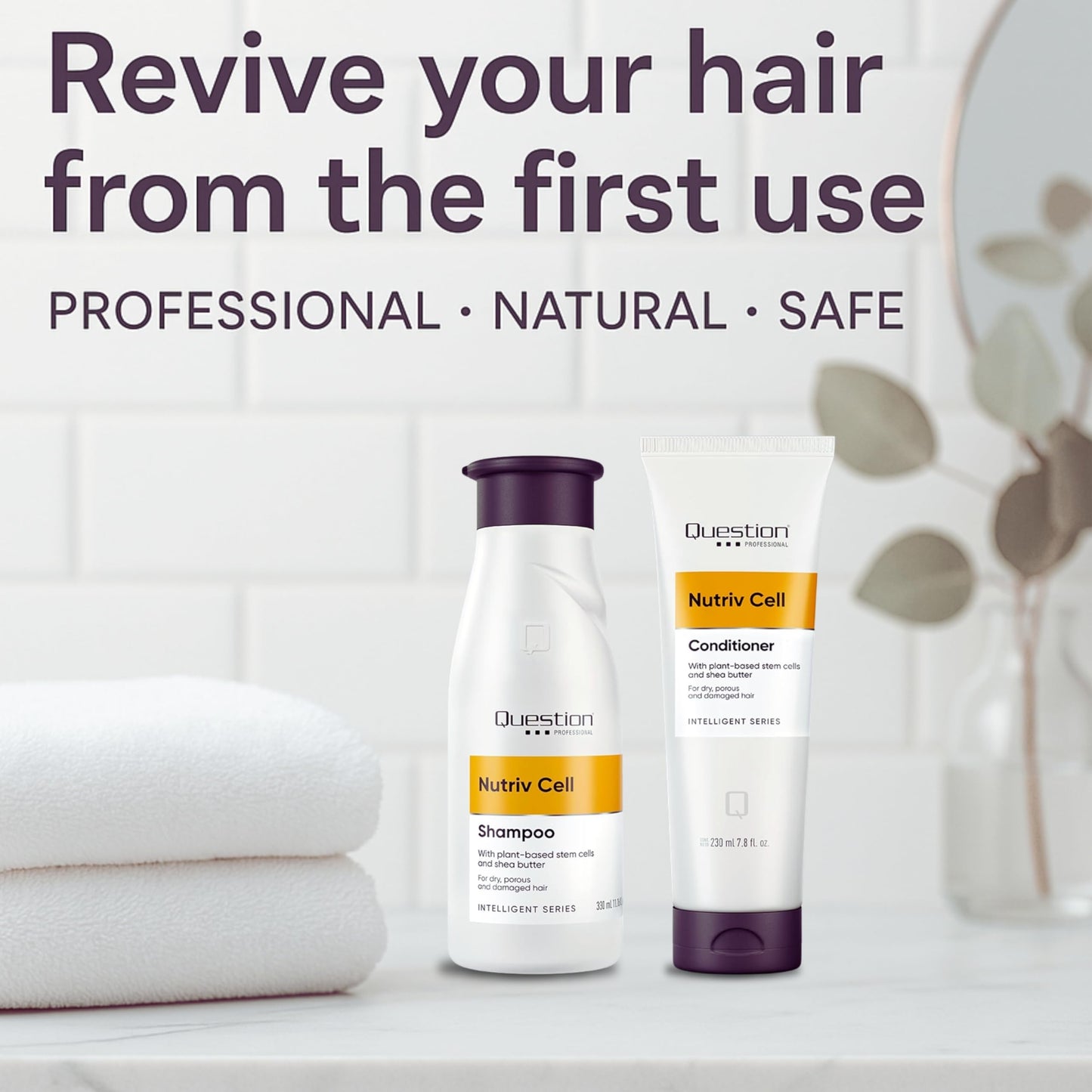 QUESTION PROFESSIONAL Sulfate Free Shampoo and Conditioner Set for Dry Damaged Hair with Shea Butter Plant Stem Cells Frizz Control Moisture Repair Beauty & Personal Care QUESTION PROFESSIONAL