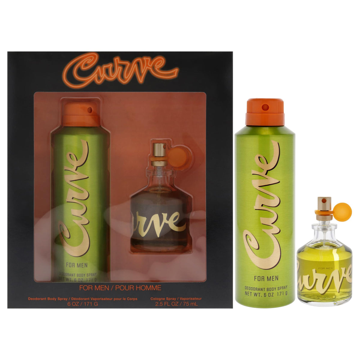 Curve Men's Cologne Fragrance Set, Deodorant Body Spray & Cologne Spray, Casual Day or Night Scent, Spicy Wood Magnetic Scent, 2 Piece Set Beauty & Personal Care Curve