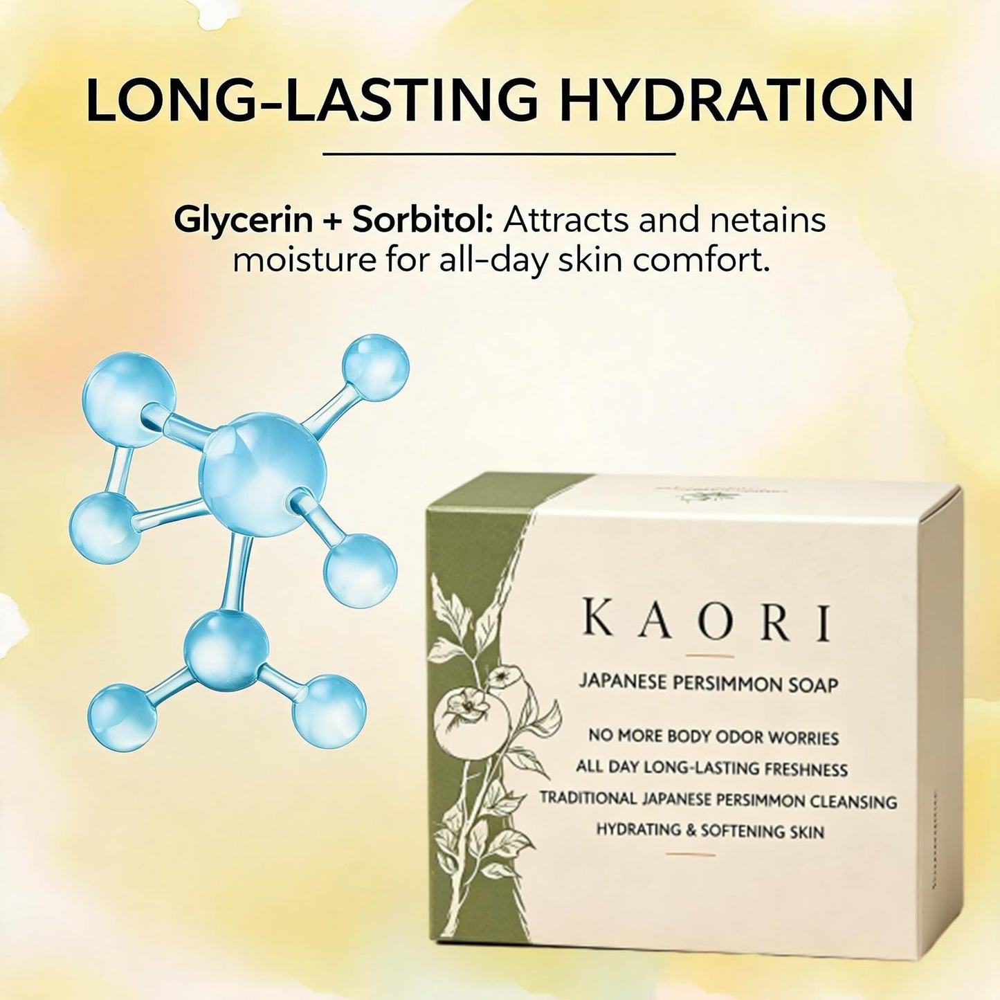 Slumberlee Kaori Persimmon Soap for Old People Smell, Natural Deodorizing Body Bar - Removes Odor, Aging Skin Gentle Cleanser Japanese Extract Men Beauty & Personal Care Slumberlee