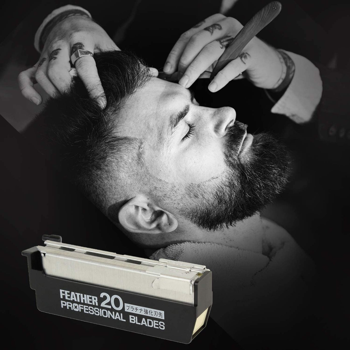 Feather Artist Club Professional Razor Blades - Single Straight Edge Replacement Blades for Full-Face Shaving, Beard Edging & Line-Ups - For Barbers Beauty and Personal Care Feather