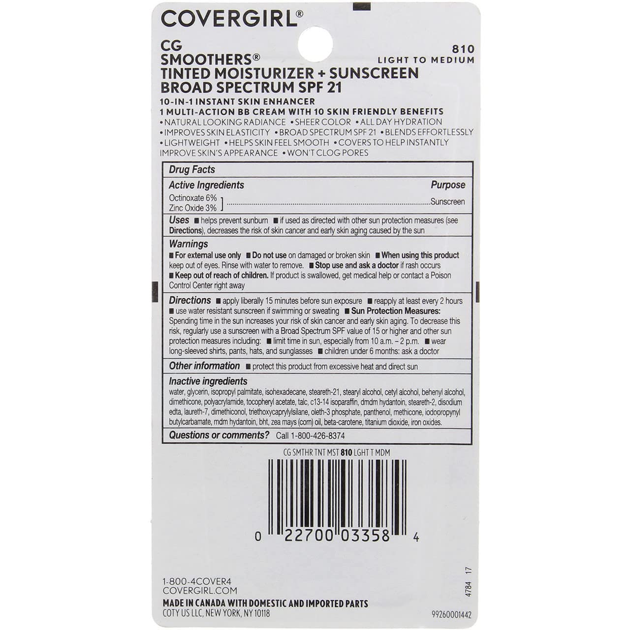 COVERGIRL Smoothers SPF 21 Tinted Coverage, Light to Medium [810], 1.35 oz Beauty & Personal Care COVERGIRL