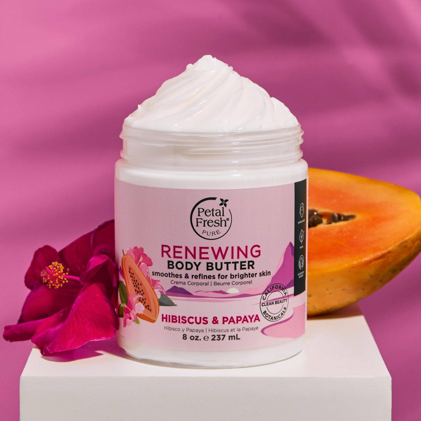 Petal Fresh Pure Renewing Hibiscus & Papaya Body Butter, Organic Coconut Oil, Argan Oil, Shea Butter, Skin Softening, For all Skin Types, Natural Beauty & Personal Care Petal Fresh