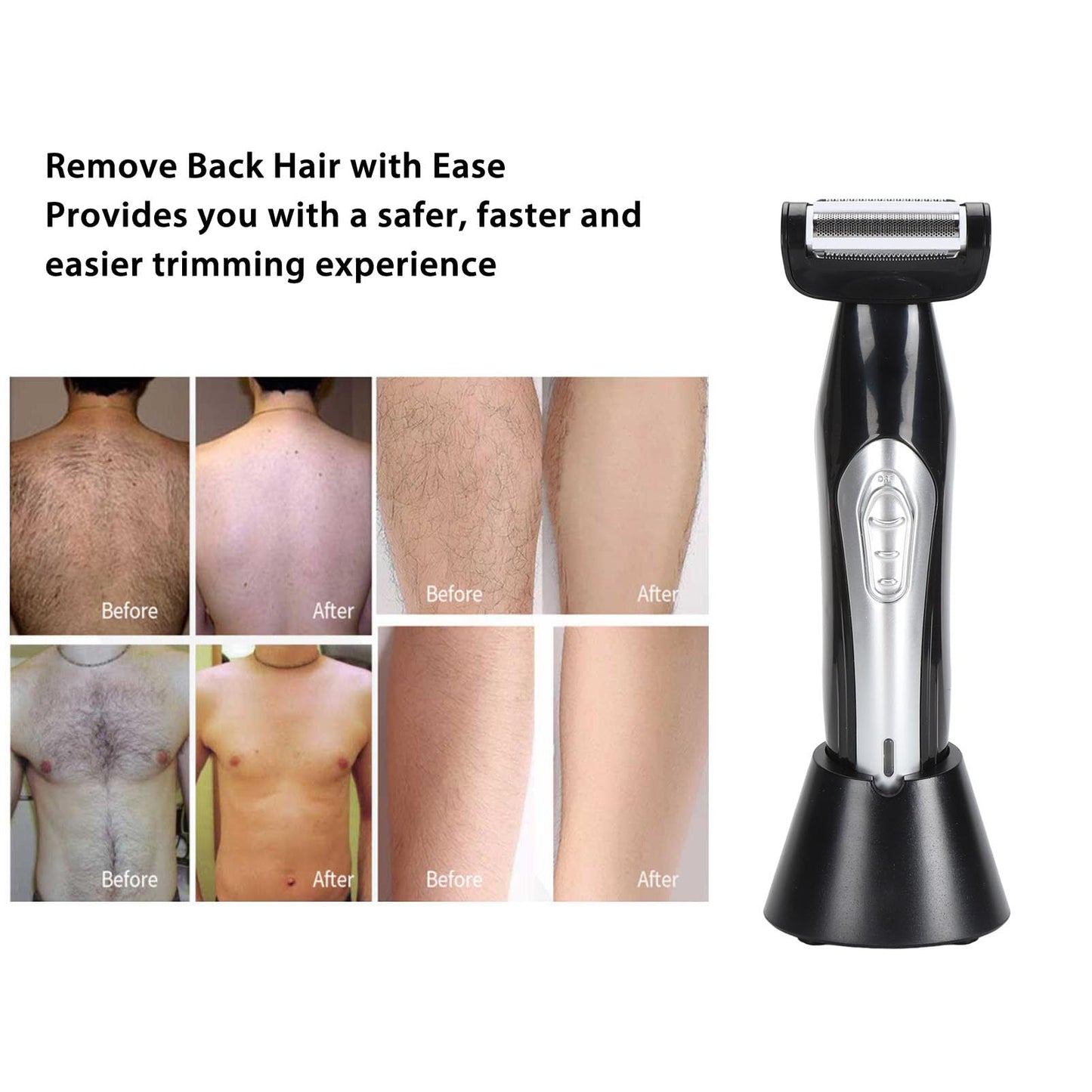 Back Hair Trimmer for Men with Adjustable Ergonomic Handle Wet and Dry Shaving Suitable for Shower Bedroom Grooming Routine Beauty and Personal Care Haofy