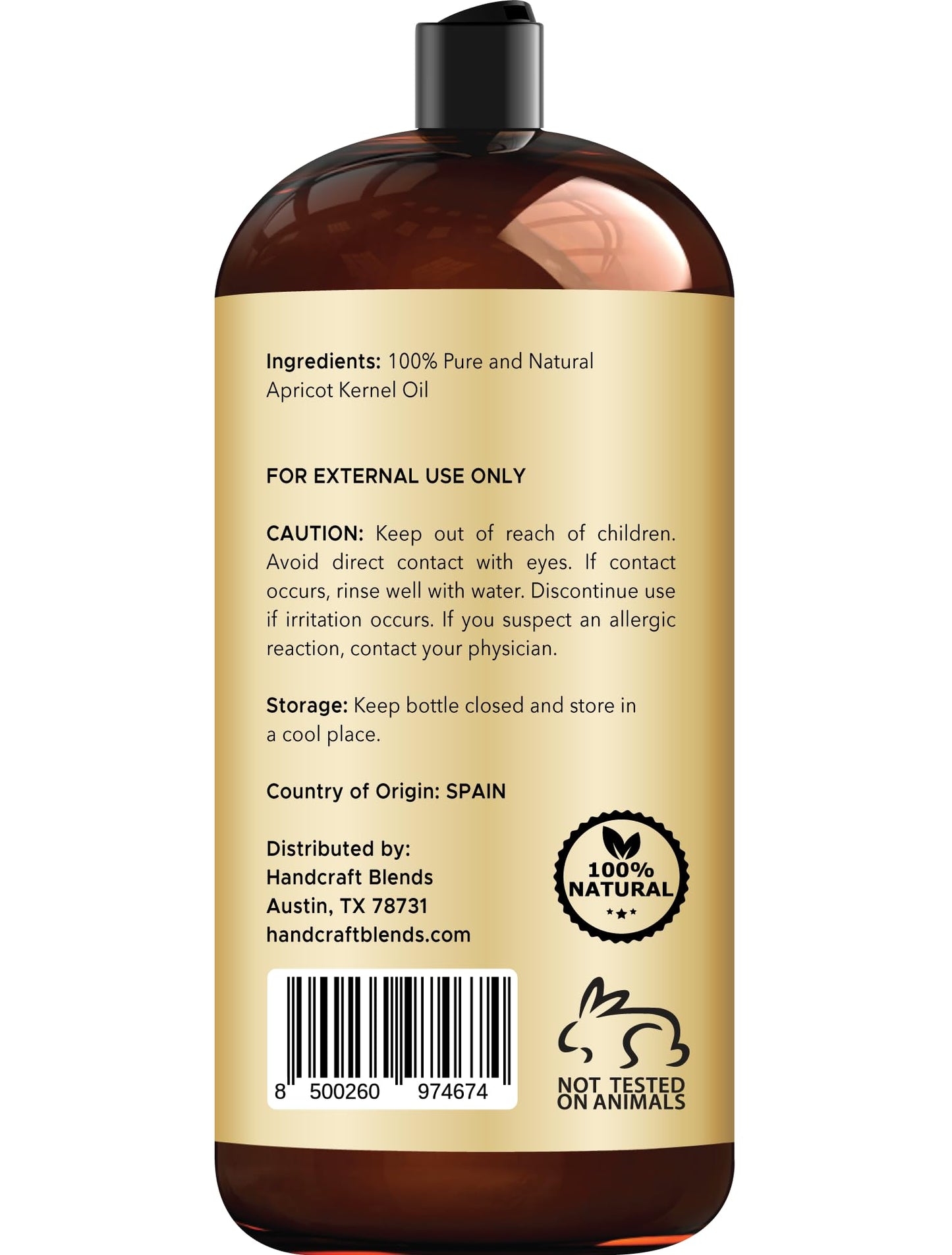 Handcraft Blends Apricot Kernel Oil - Cold-Pressed 28 Fl Oz - 100% Pure and Natural - Premium Grade Carrier Oil for Skin and Hair Beauty & Personal Care Handcraft Blends