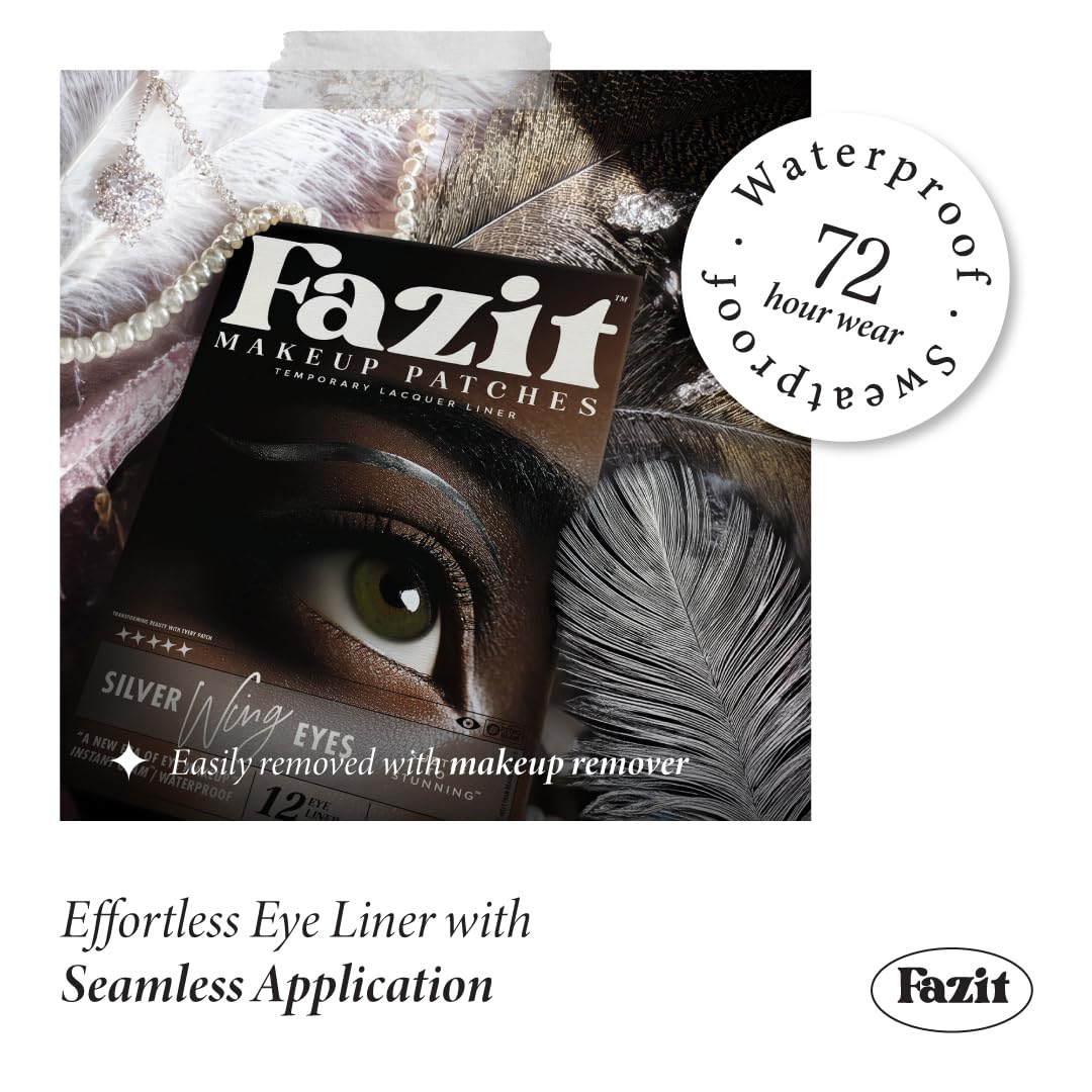 Fazit Makeup Patches - Silver Wing Eyes - Glow Up Make-Up Patches - Cute Glitter Makeup Accessories for Women - Cosmetic Glitter for Face Beauty & Personal Care Fazit