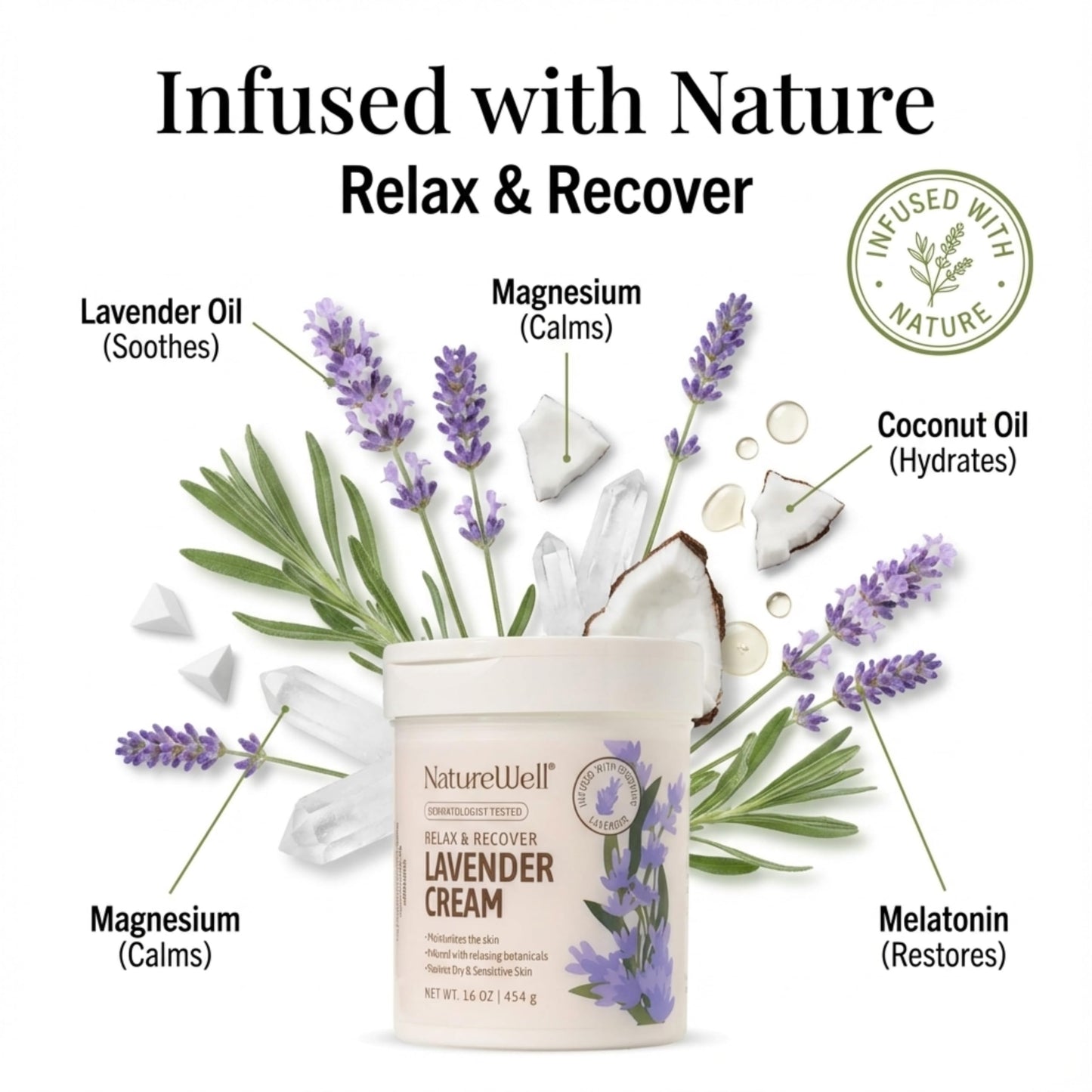 NATURE WELL Lavender Body Cream, Moisturizing Cream for Dry & Sensitive Skin, Relax & Recover Formula with Soothing Lavender, Hydrating Body Lotion Beauty & Personal Care NATURE WELL