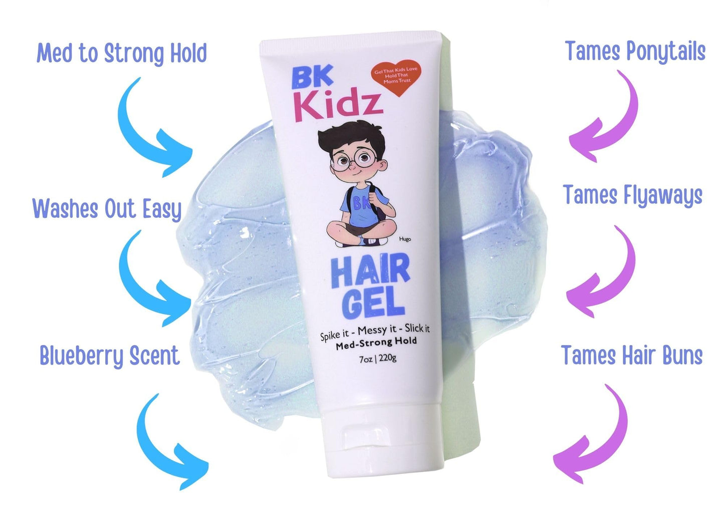 BK Kidz Boys Hair Gel 7 oz - Strong Hold for Kids & Toddlers, Spike It, Messy It, Slick It Styling, No Flake All-Day Hold Beauty & Personal Care Bonsai Kids Hair Care