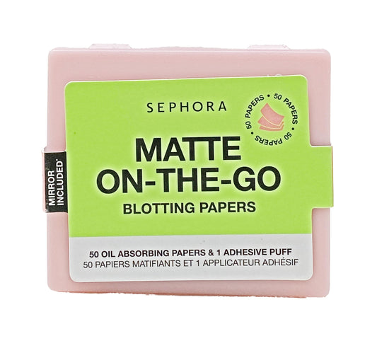 SEPHORA COLLECTION Matte On-The-Go Blotting Papers - 50 oil absorbing papers & 1 adhesive puff