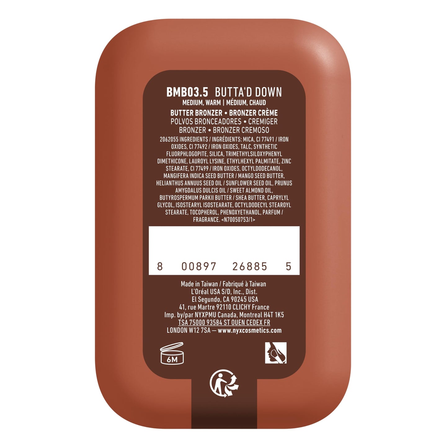 NYX PROFESSIONAL MAKEUP Matte Buttermelt Bronzer, Longwear Face Makeup with Up to 12 Hours of Wear, Vegan Formula - Butta D Down (Deep Rich Warm) Beauty & Personal Care NYX PROFESSIONAL MAKEUP