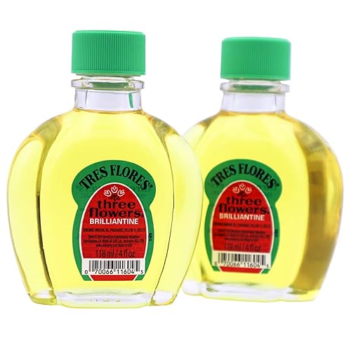 Three Flowers Brilliantine, Men Hair Styling Oil, Anti-Frizz, 2-Pack of 4 FL Oz, Bottles, amber Beauty & Personal Care Three Flowers