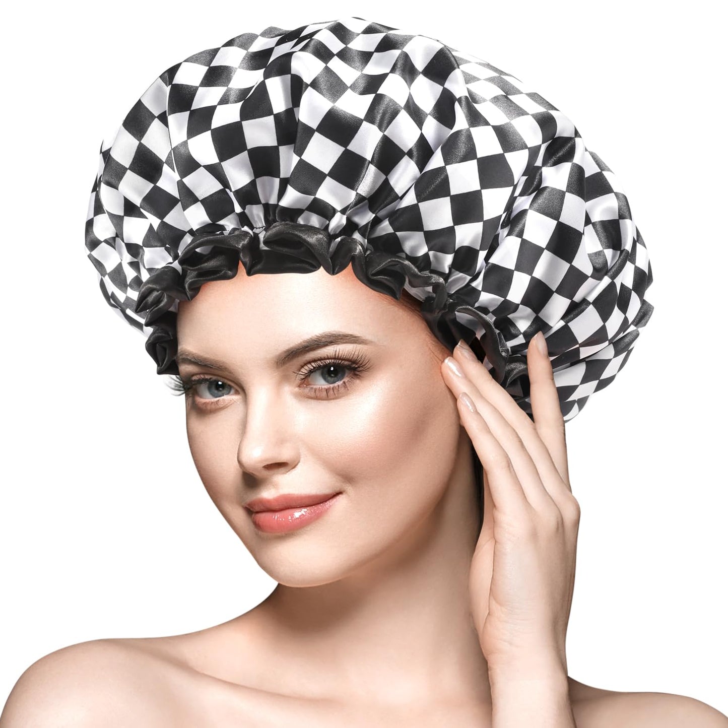 mikimini Large Shower Cap for Women Long Hair, Reusable, Double Layers Waterproof Large Bathing Shower Hat with Soft Comfortable PEVA Lining Beauty & Personal Care mikimini