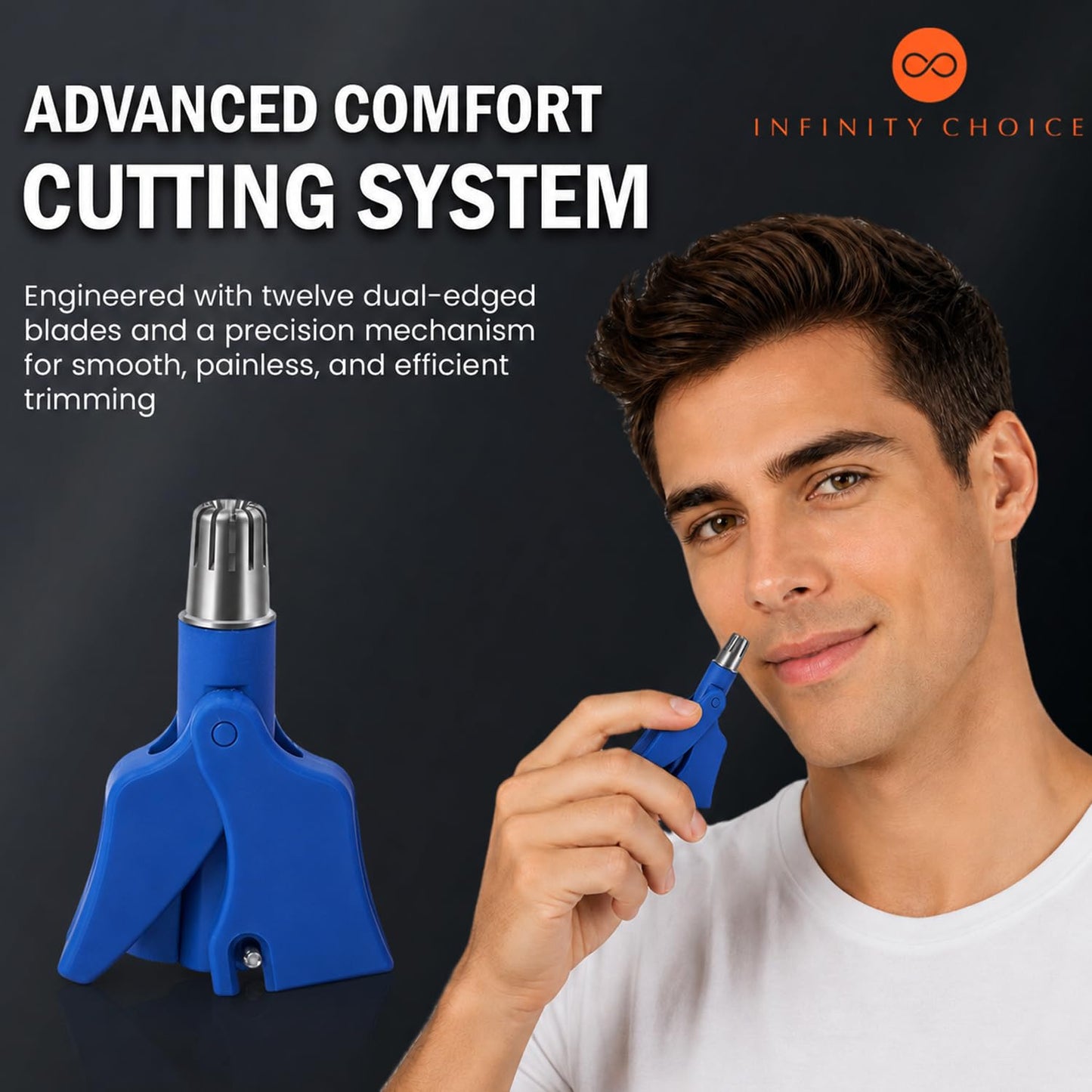 Infinity Choices Nose Hair Trimmer for Men and Women Set, Birdie Set, with Nail Clippers and Tweezers, Manual, Battery-Free, Waterproof, Painless Beauty and Personal Care Infinity Choices
