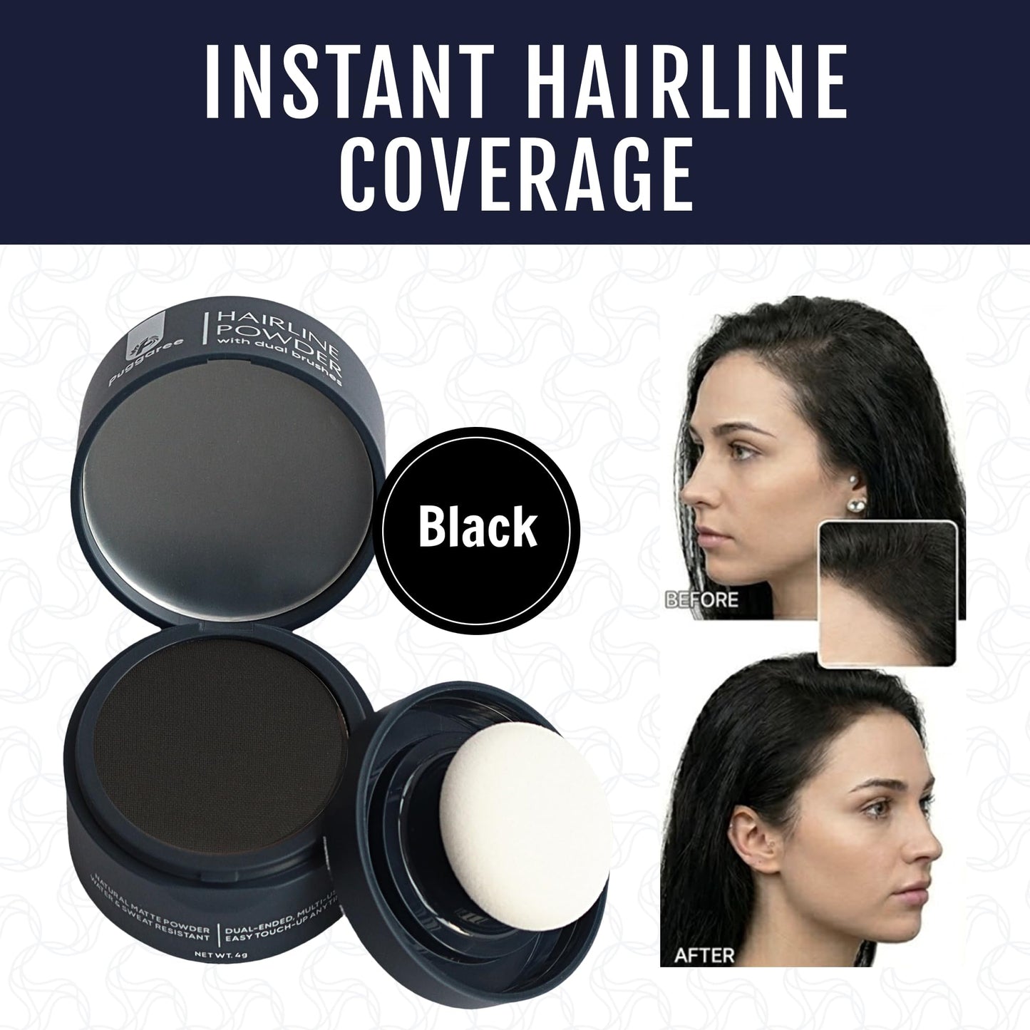 Puggaree Hairline Powder - Root Touch Up Hair Color for Gray Coverage, Bald Spot Concealer Hair Powder for Women & Men, Long-Lasting Root Cover Beauty & Personal Care Puggaree
