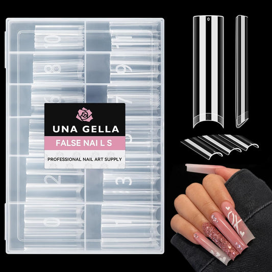 UNA GELLA Nail Tips Square XXL Tips 120 PCS No C Curve Gel Tips Extra Long Square Straight Nails Half Fake Nail Tips No Trace for Acrylic Nails Tips Beauty and Personal Care UNA GELLA Default Title