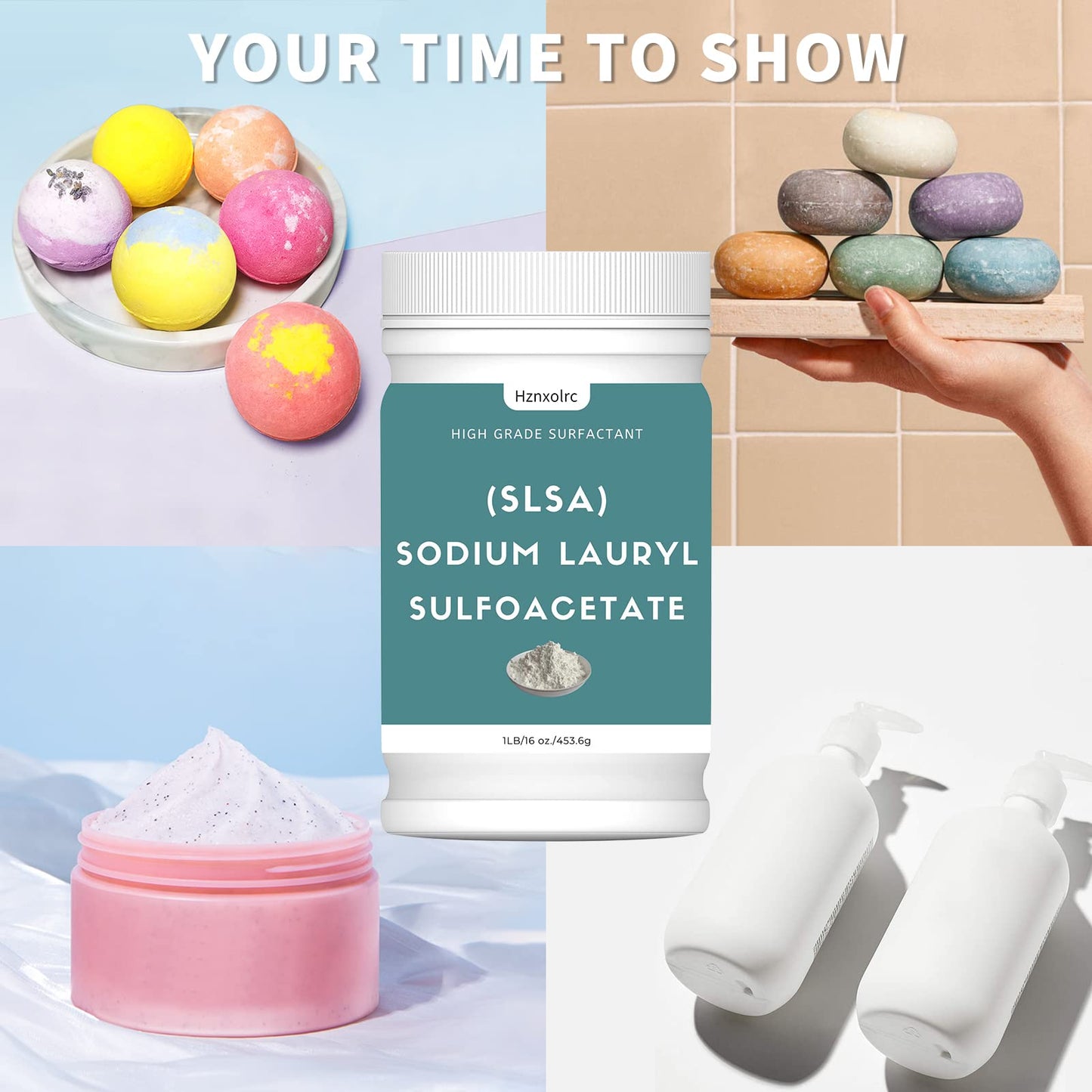 1 Pound SLSA Powder for Making Bath Bombs, Premium SLSA Sodium Lauryl Sulfoacetate Powder, Amazing Bubbles, Gentle on Skin, Suitable for Making Bath Beauty and Personal Care Hznxolrc