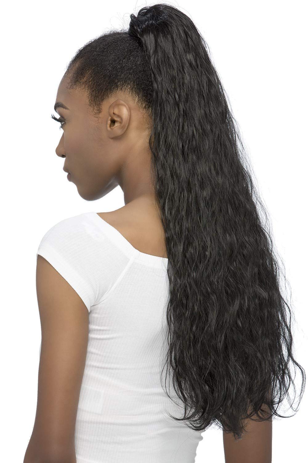 Vivica A. Fox Synthetic Human Hair Blend, 26 Inch Layered Ends Body Wave w/Drawstring, Pocket Bun Style Extensions - HPB-JAYMA (99J)