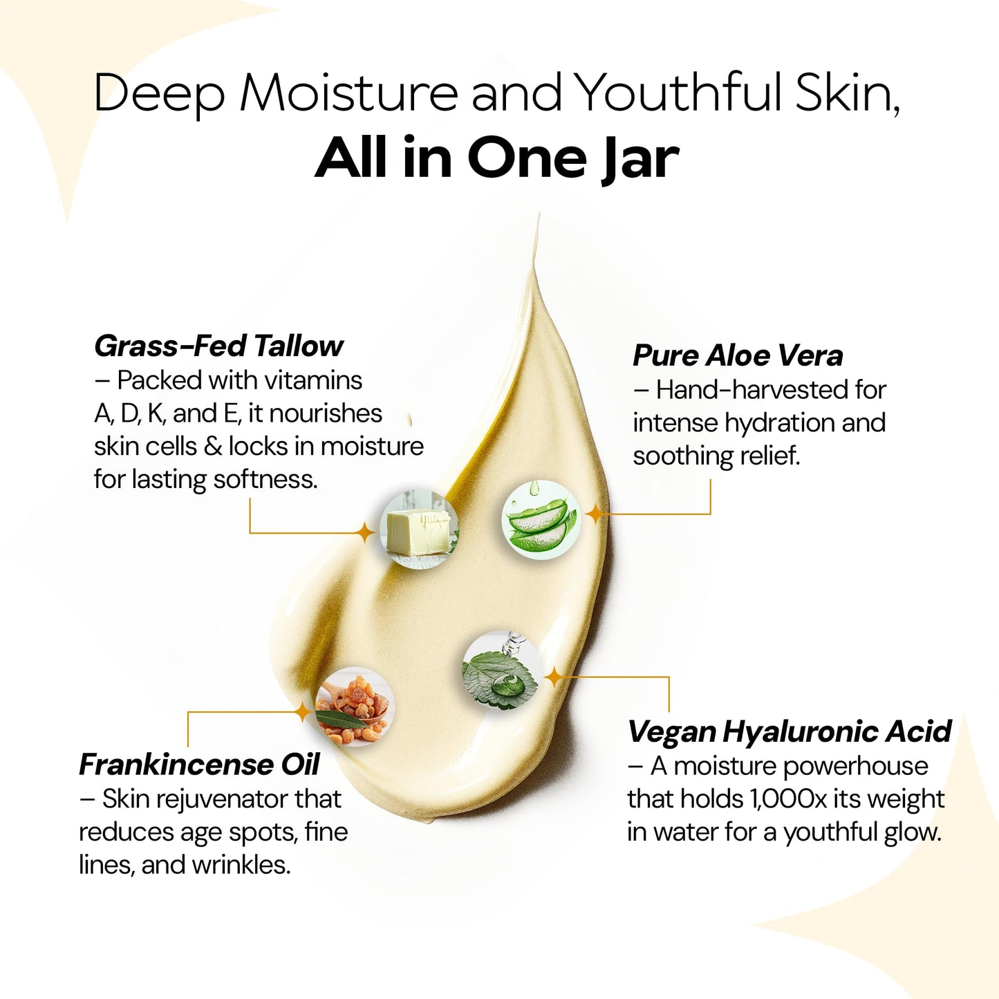 LA PURE Beef Tallow for Skin, Grass-Fed Tallow Face Cream with Aloe Vera, Hyaluronic Acid, Frankincense & Vitamin E to Hydrate, Firm, and Smooth Skin Beauty & Personal Care LA PURE