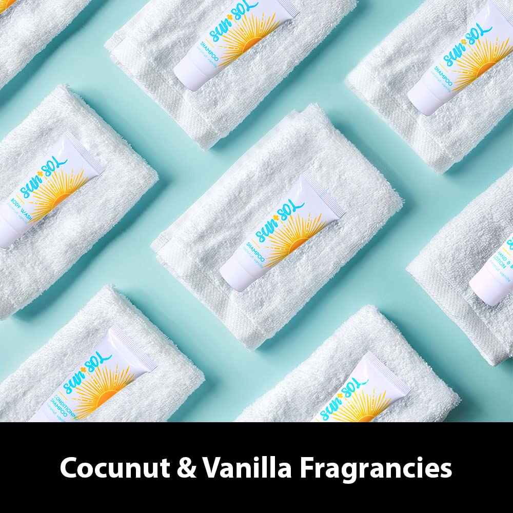 World Amenities Sun + Sol Bulk Refreshing Soap Bar With Warm Coconut & Vanilla Fragrances, Sachet Wrapped Travel Size Toiletries, Mini Hotel Beauty & Personal Care World Amenities