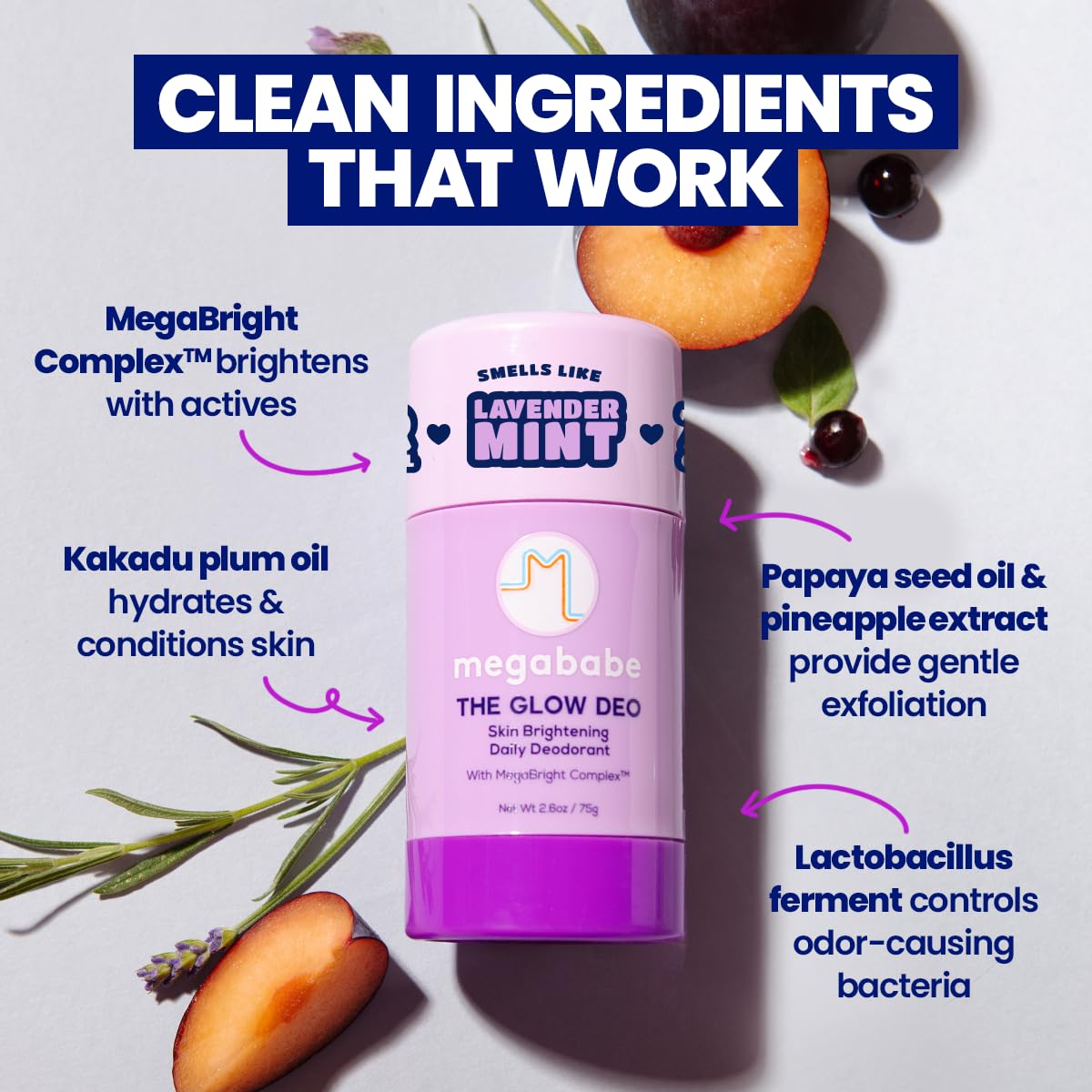 Megababe Daily Deodorant - The Glow Deo with 72 hour Odor Protection - Summer and Hot Weather Essential - Aluminum-Free, All Natural - MegaBright Beauty and Personal Care Megababe