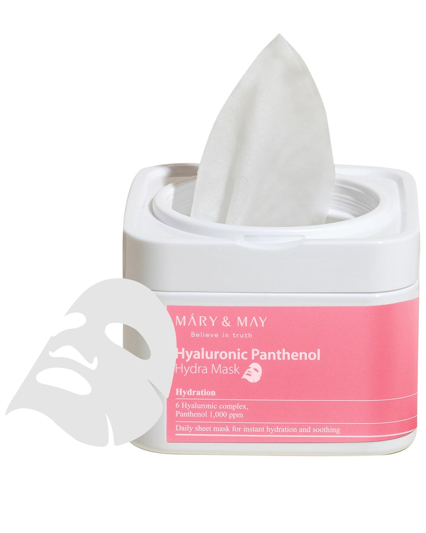 Mary&May Hyaluronic Panthenol Hydra Mask - Daily Pull Out Sheet Mask for Intense Moisturizing and Soothing - Korean Skincare, Hypoallergenic Beauty & Personal Care Mary&May