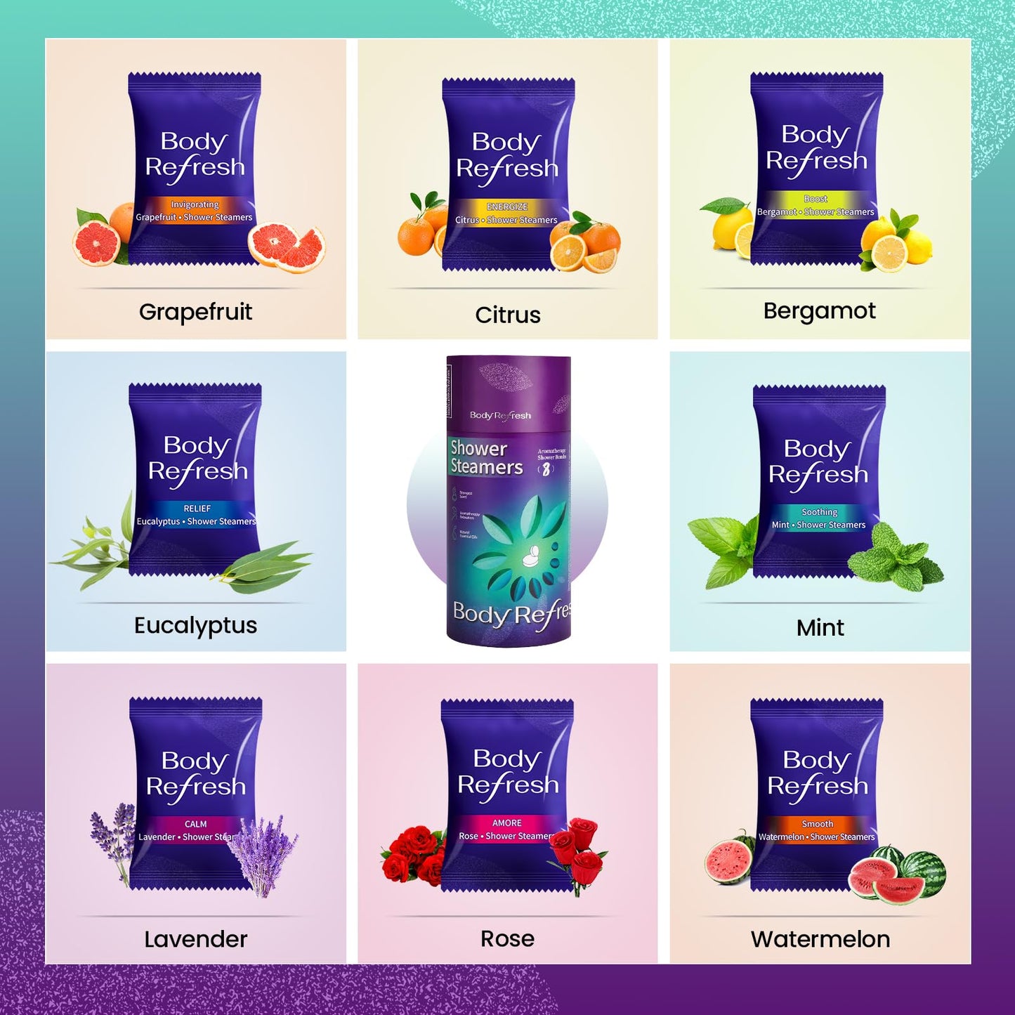 Shower Steamers Aromatherapy 8 Pack - Shower Bombs with Natural Essential Oils, Gifts for Women Mom Wife Men, Birthday Gifts for Women,Self Care Beauty and Personal Care BodyRefresh