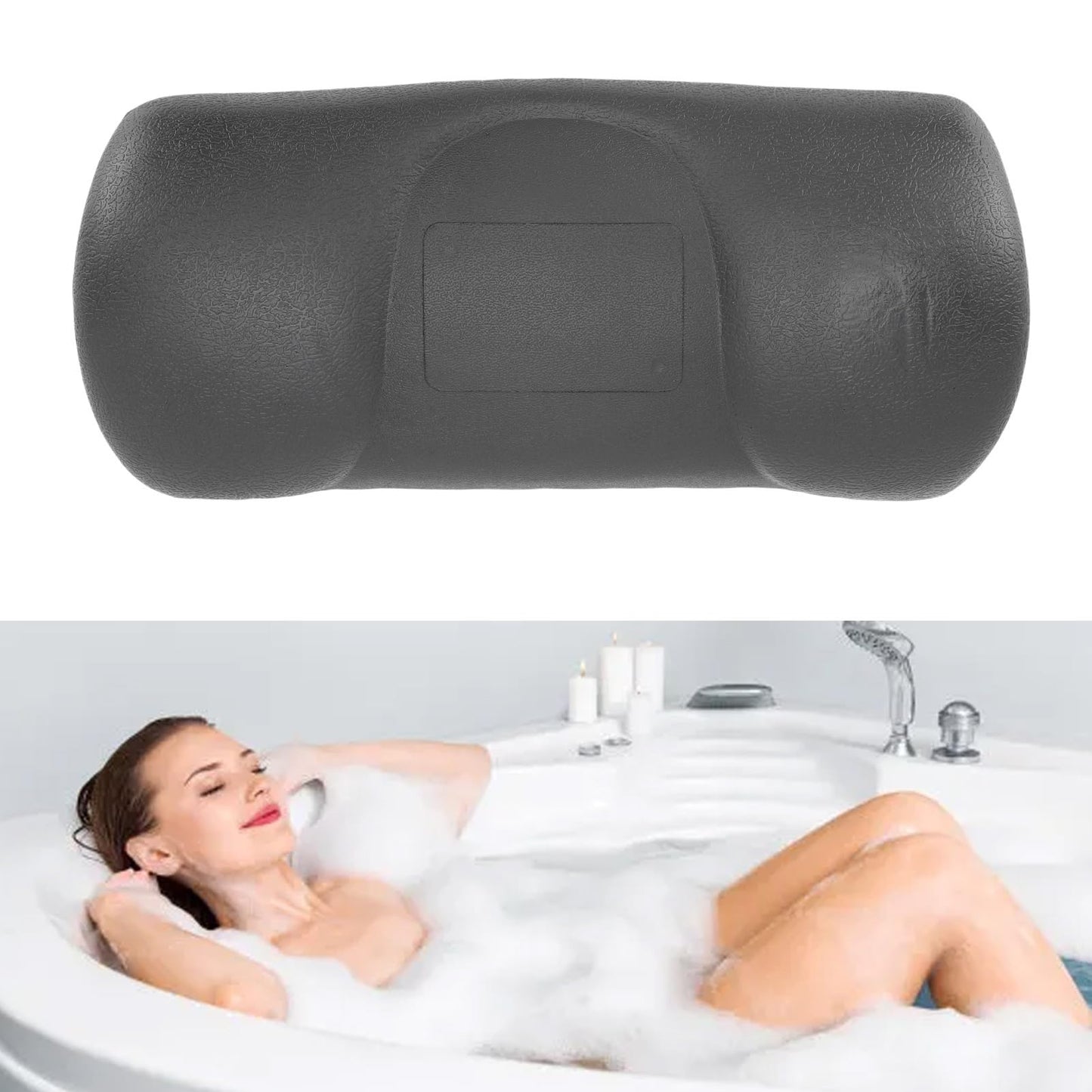 Bathtub Pillow, PU Suction Cup Bath Cushion Bathing Accessories for Home Bathroom Hot Tub Spa Beauty and Personal Care Pssopp