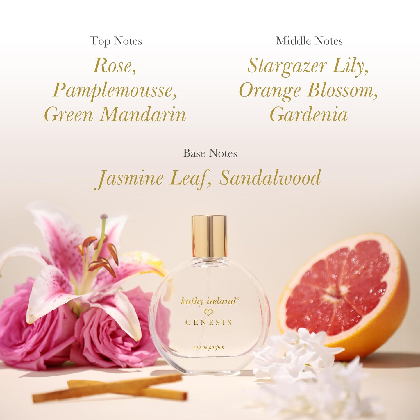 Kathy Ireland Genesis - Citrus, Floral Perfume for Women - Eau de Parfum with Rose, Pamplemousse, Green Mandarin Notes - 3.4 oz Beauty & Personal Care Kathy Ireland