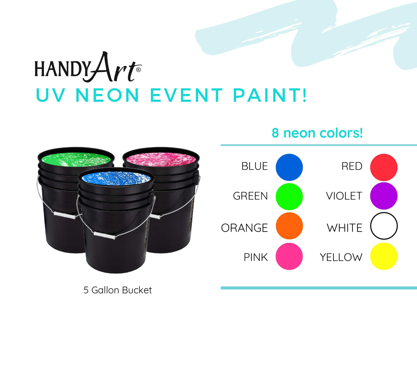 Handy Art UV Neon Event Paint, Yellow, 5 Gallon Bucket, Blacklight Glow Paint for Parties, Raves, Festivals, Splash Painting, Washable Easy Clean Up Beauty & Personal Care Handy Art