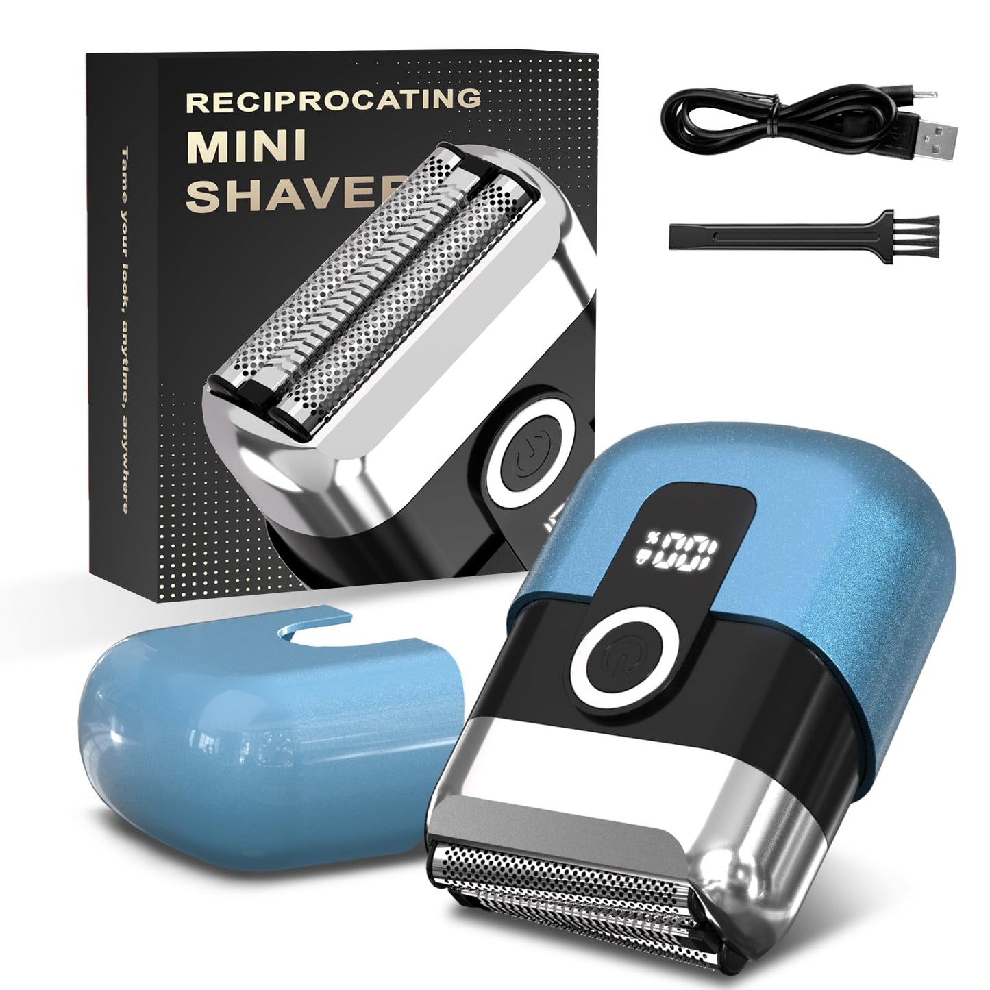 HENZILO Electric Foil Shaver for Men: Mini Electric Razor for Face/Beard - 3 Floating Blades Cordless Razor with LED Display - IPX7 Waterproof Wet Dry Beauty and Personal Care HENZILO